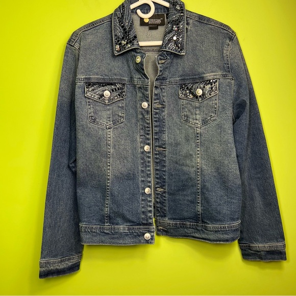 Christine Alexander‎ Swarvoski Crystal Embellished Denim Jacket size XL - Picture 2 of 8